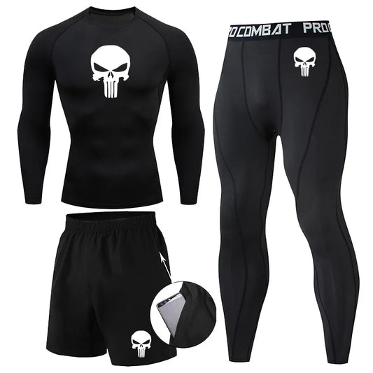 Tights Men's Fitness Punisher Clothes Sports Running Suit Basketball Training Drying Clothes Men High Elastic T-Shirt