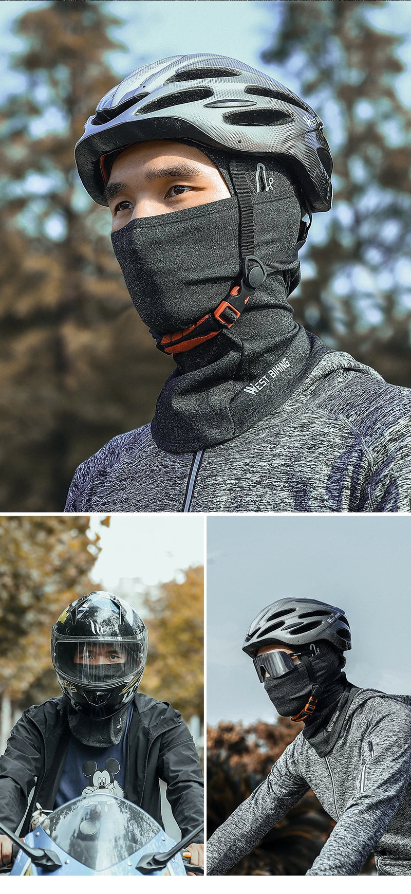 WEST BIKING Winter Fleece Cycling Cap Hat Windproof Men Women Sport Scarf Balaclava Ski Bicycle Motorcycle Running Neck Warmer