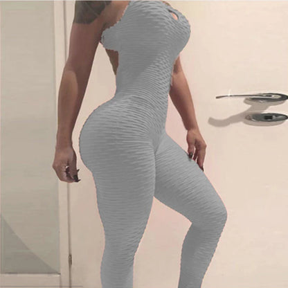 2025 Sexy Halter Women's Tracksuit Yoga High Waist Play Suit Slim Sport Backless Top Running Sportswear Pants Push Up Jumpsuit