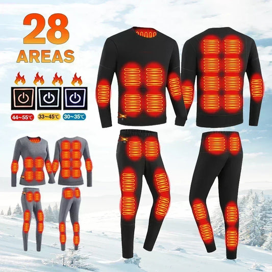 Winter Thermal Heated Jacket 28 Areas Hiking Shirts Skiing Suites Heating Clothing Heated Underwear