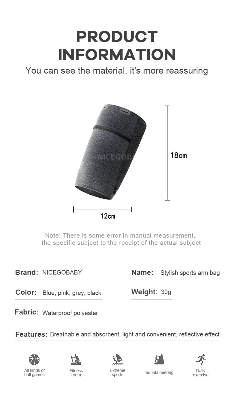 Sports mobile phone arm bag men's and women's outdoor fitness equipment running arm bag arm strap arm cover